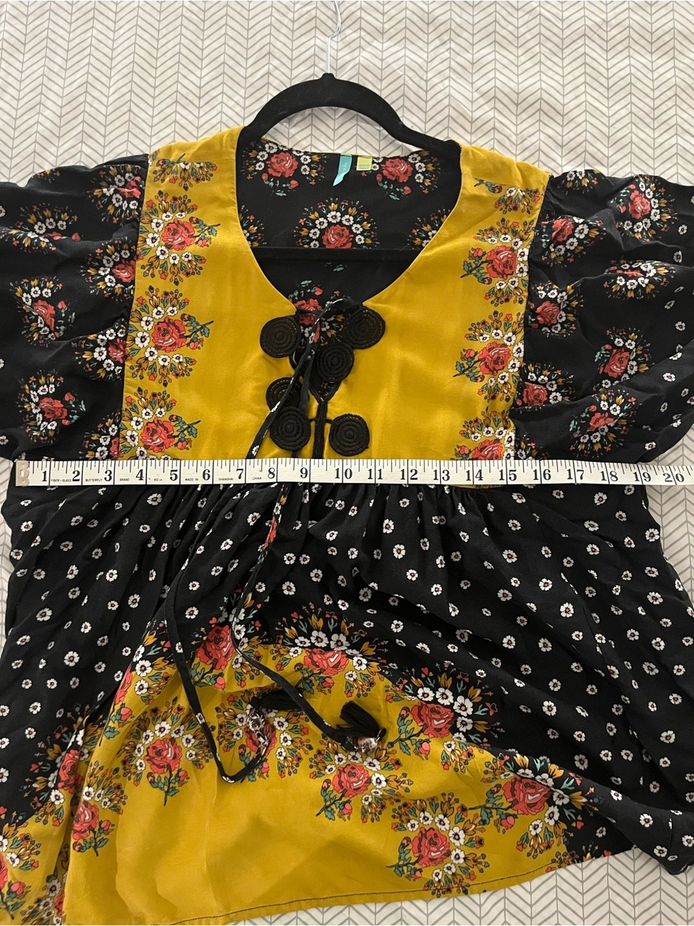 FARM Rio Black & Mustard Floral Boho Tunic - Picture 6 of 8